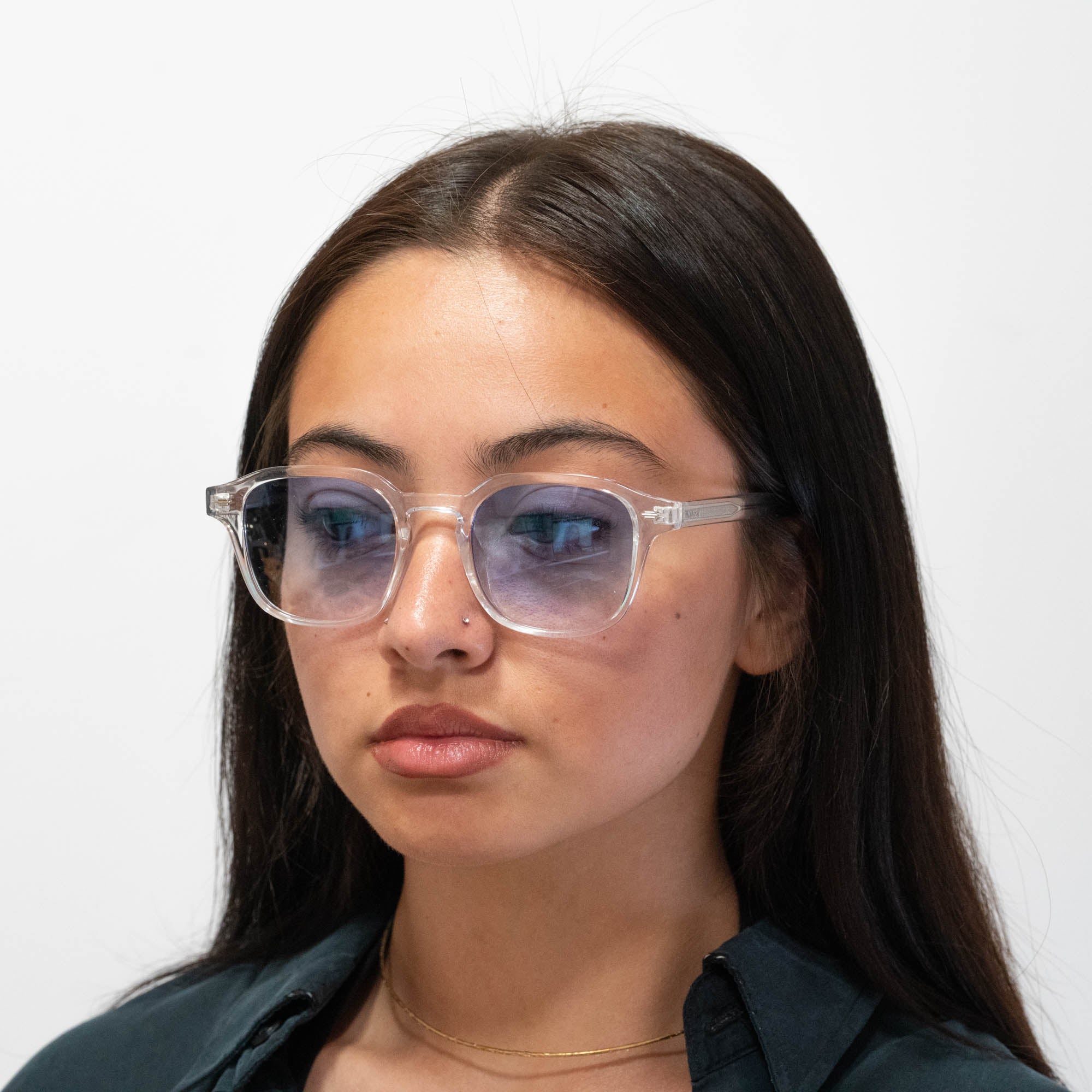 Lunettes de soleil Arthur transparente verres carrés dégradés bleus mixte