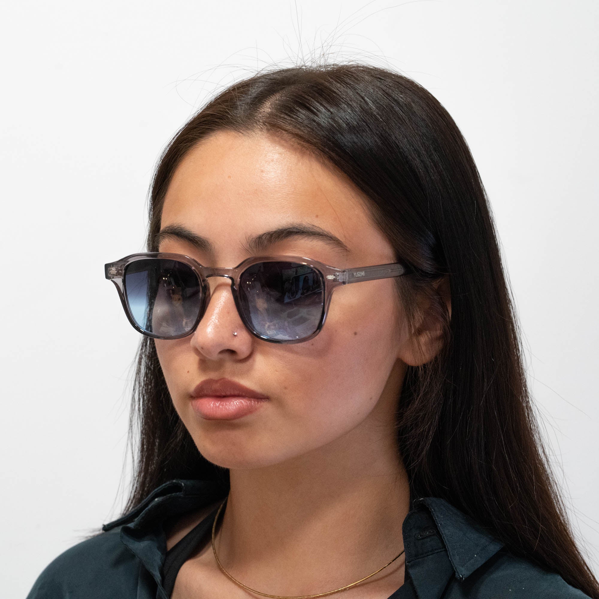Lunettes de soleil Albert transparente noir verres dégradés bleus foncés mixte