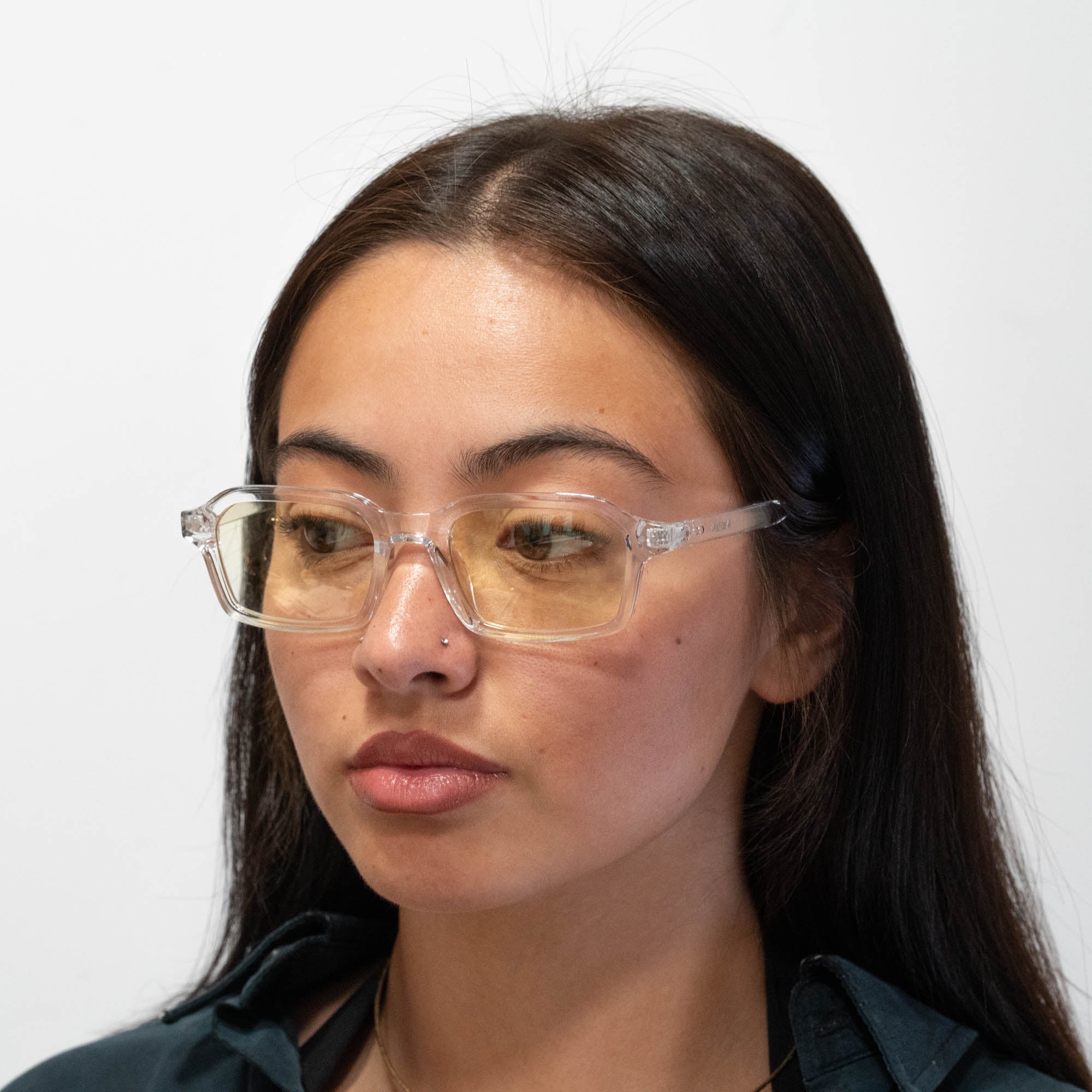 Lunettes de soleil Roy transparente verres rectangles jaunes mixte