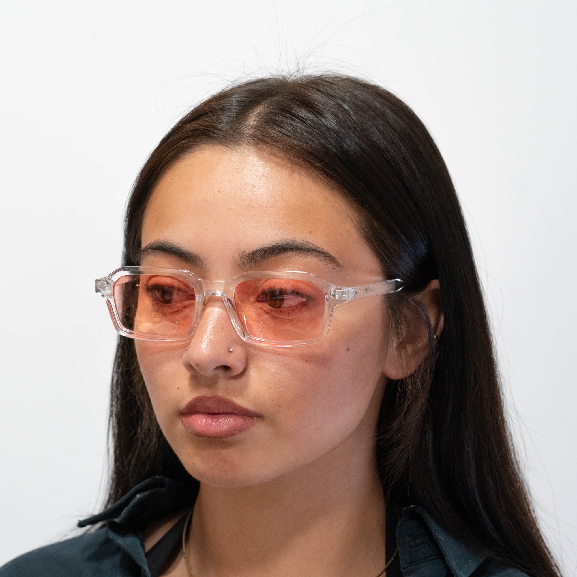 Lunettes de soleil Roy transparente verres rectangles oranges mixte