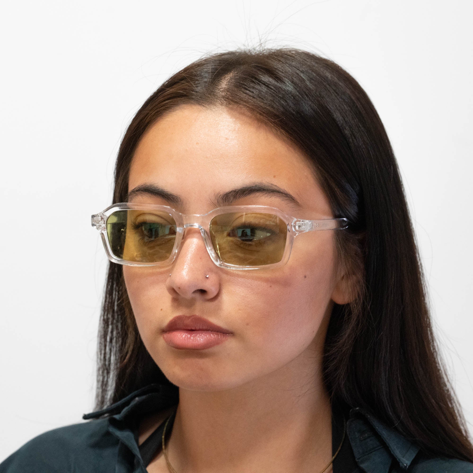 Lunettes de soleil Roy transparente verres rectangles verts mixte