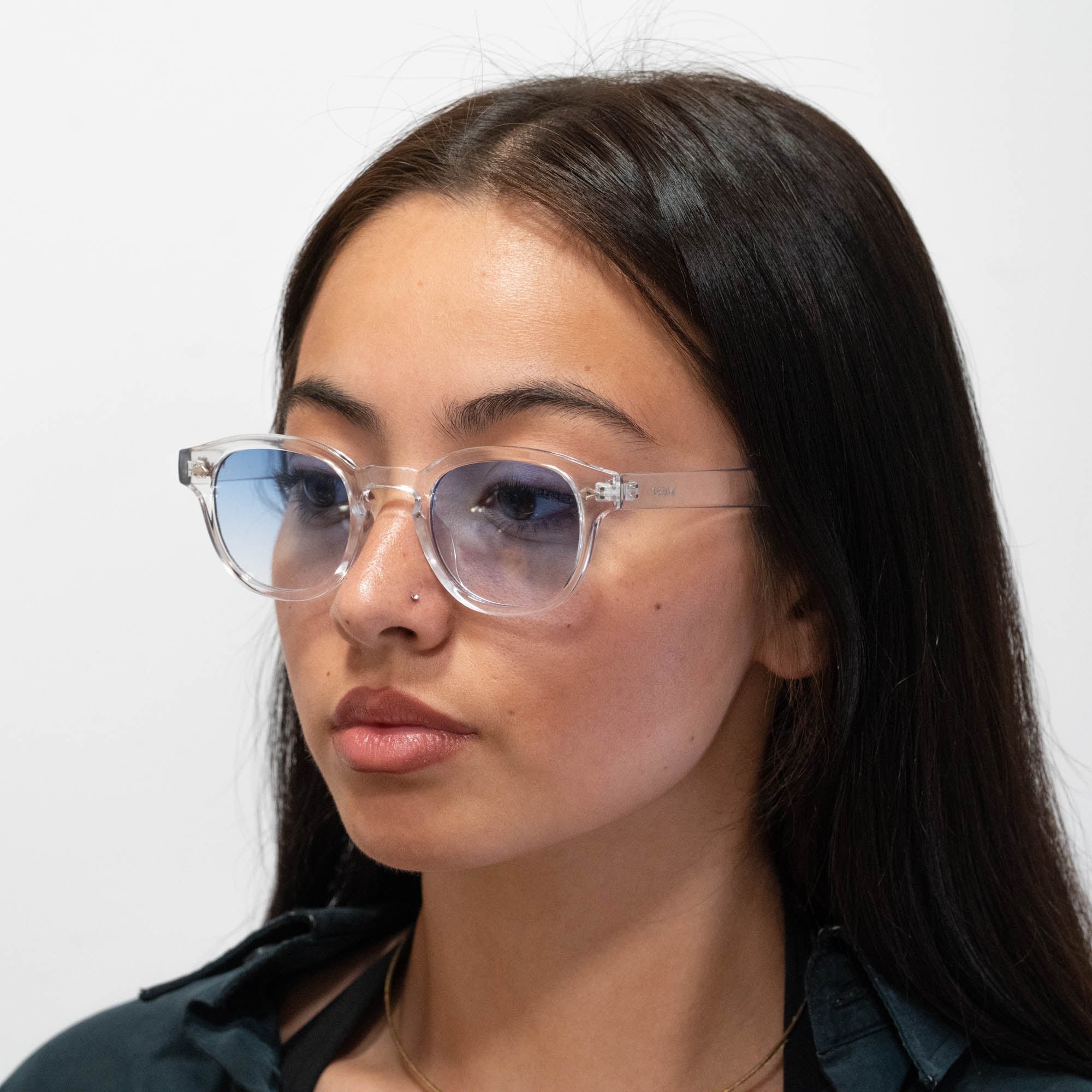 Lunettes de soleil Albert transparente verres carrés dégradés bleus mixte