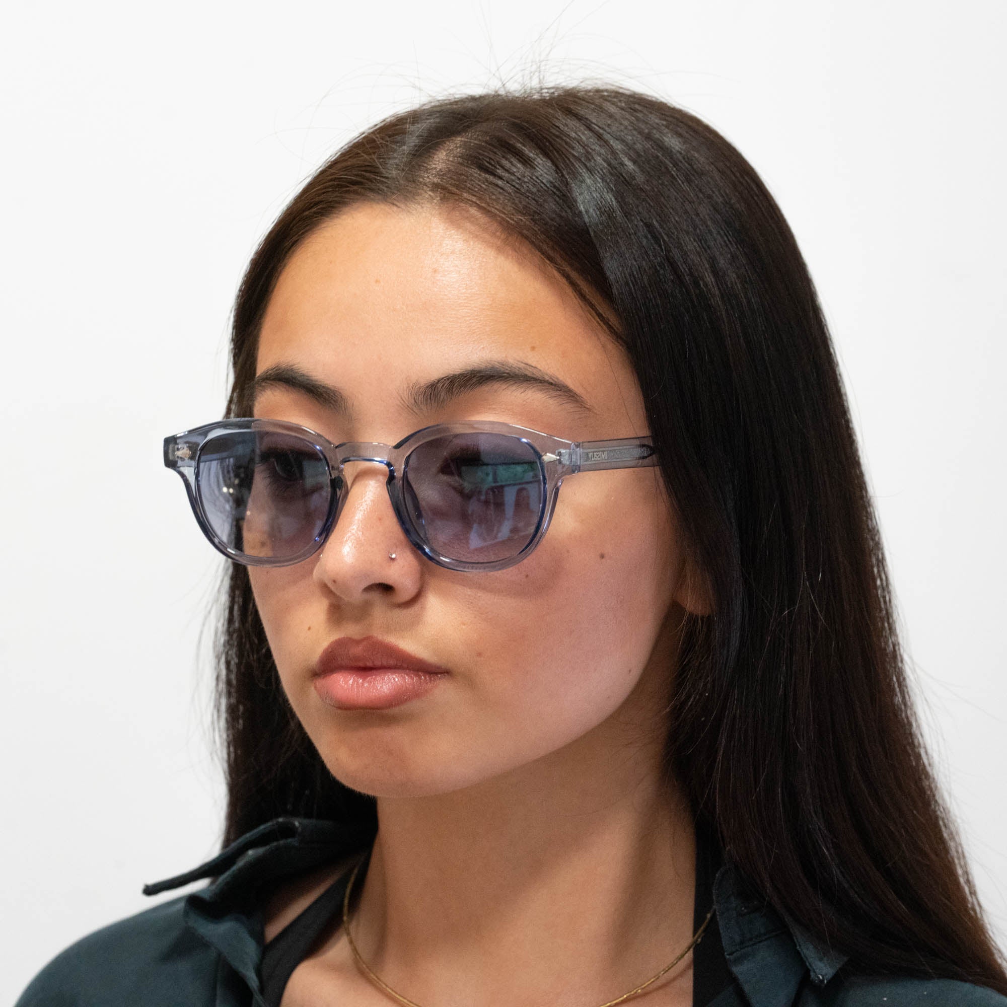 Lunettes de soleil Albert transparente bleu verres carrés dégradés bleus mixte