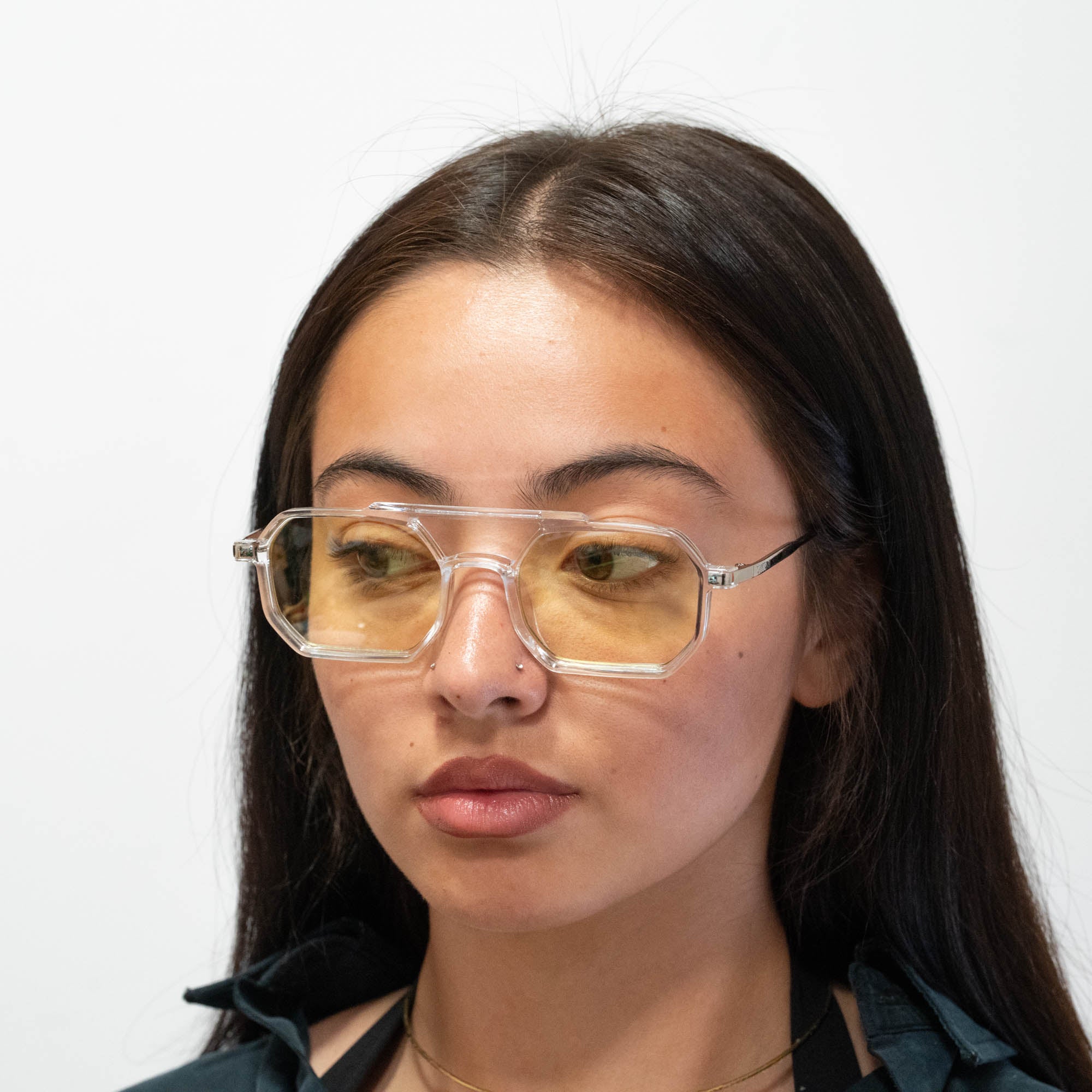 Lunettes de soleil Mia transparente verres rectangles jaunes mixte