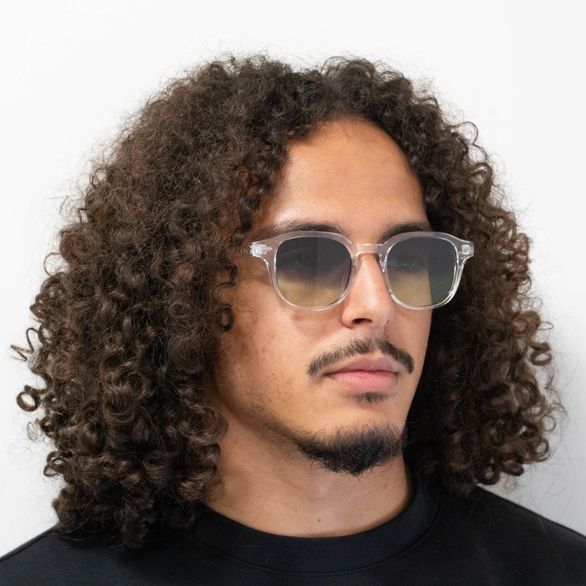 Lunettes de soleil Arthur transparente verres carrés dégradés verts foncés mixte