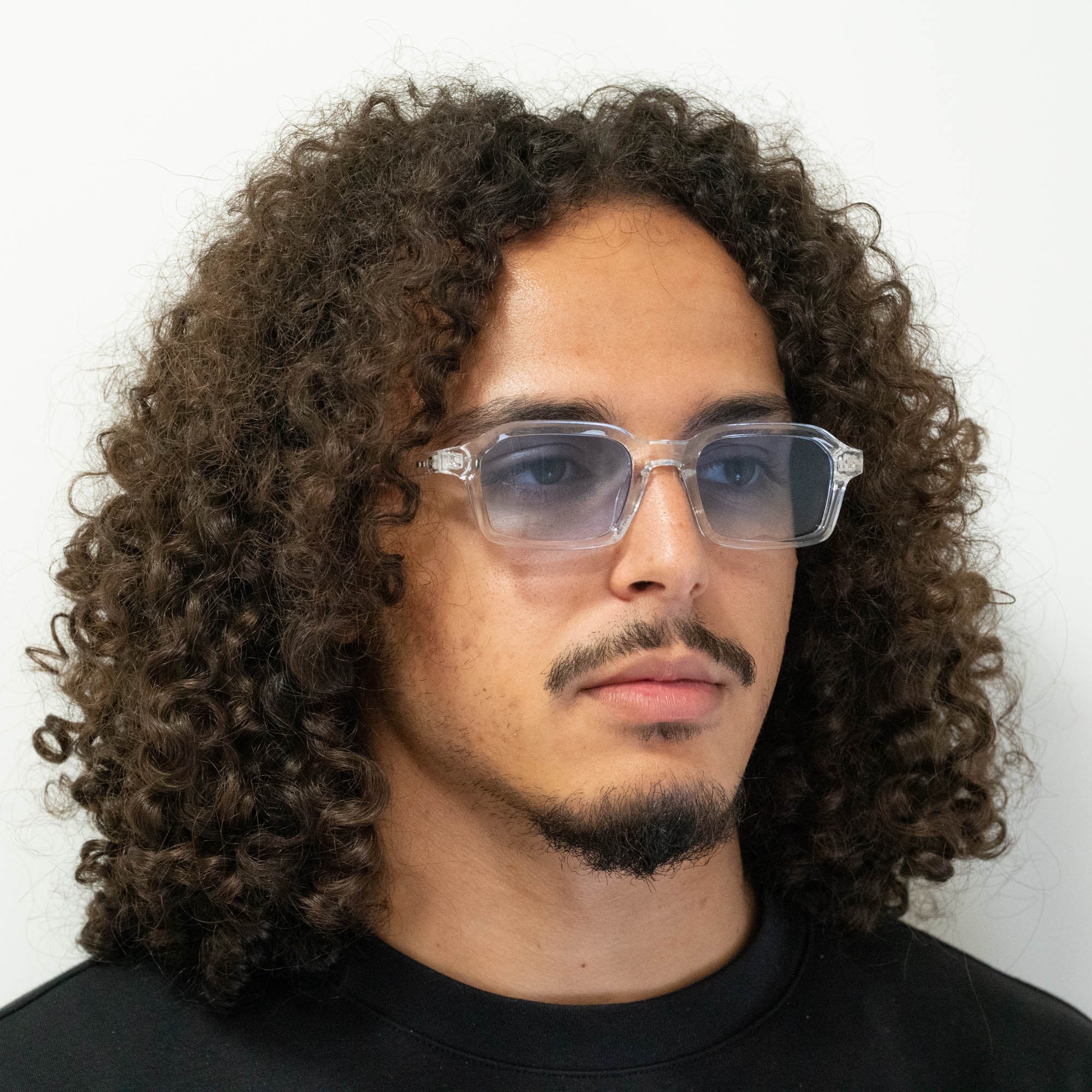 Lunettes de soleil Roy transparente verres rectangles bleus mixte