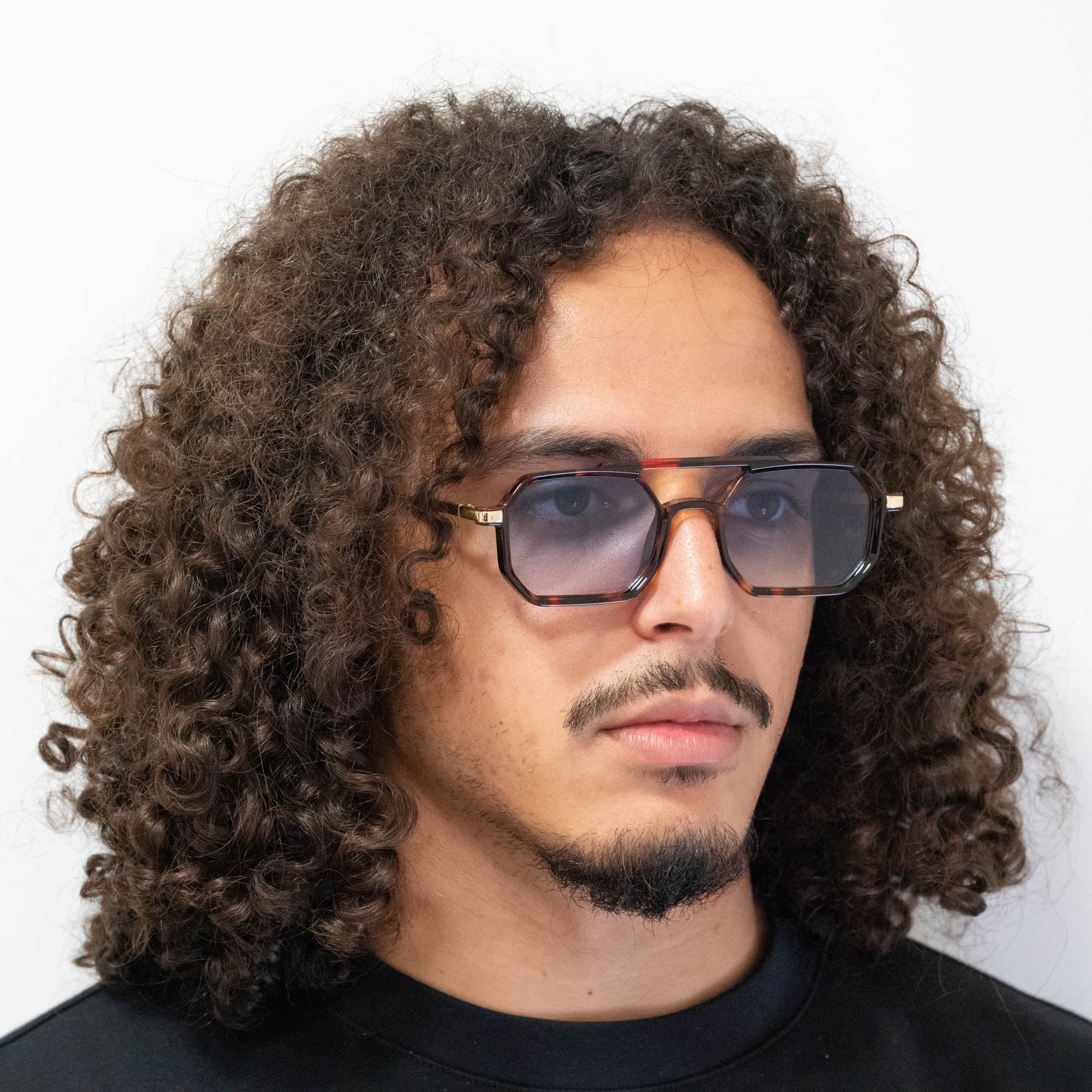 Lunettes de soleil Mia léopard verres rectangles bleus mixte