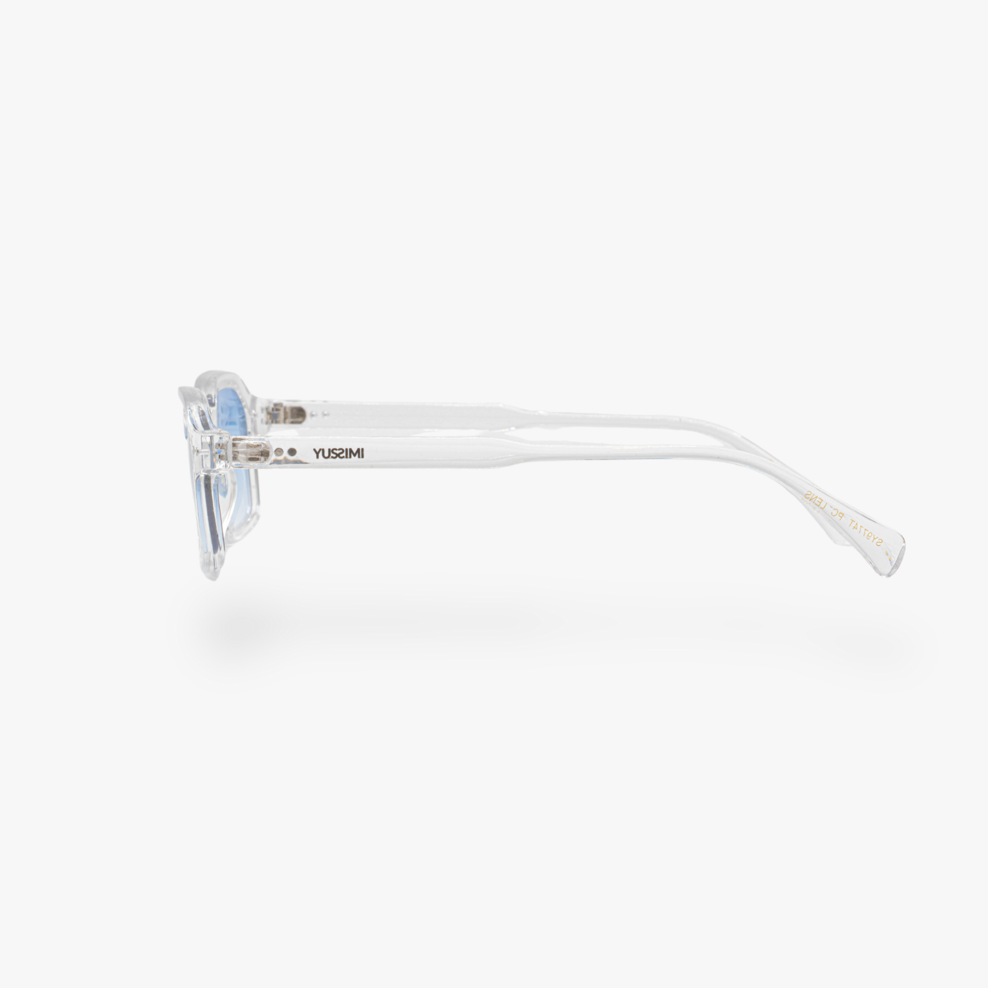 Lunettes de soleil Roy transparente verres rectangles bleus mixte