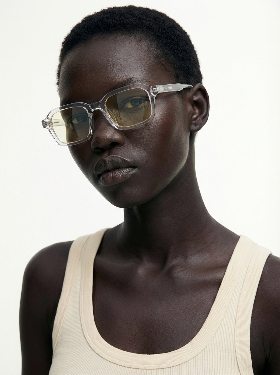 Lunettes de soleil Roy transparente verres rectangles jaunes mixte