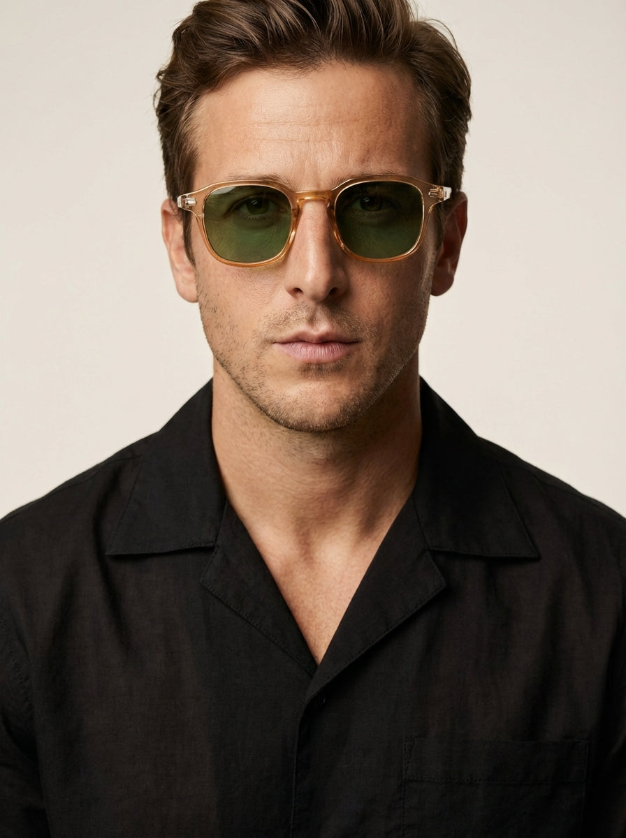 Arthur Transparent Amber Green Gradient Lenses