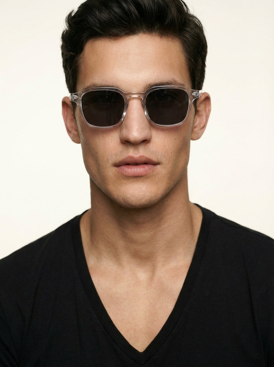 Arthur Transparent Square Glasses Grey