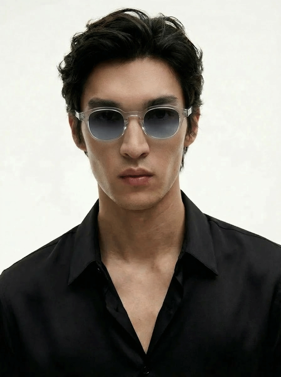 Arthur transparent dark blue gradient lenses