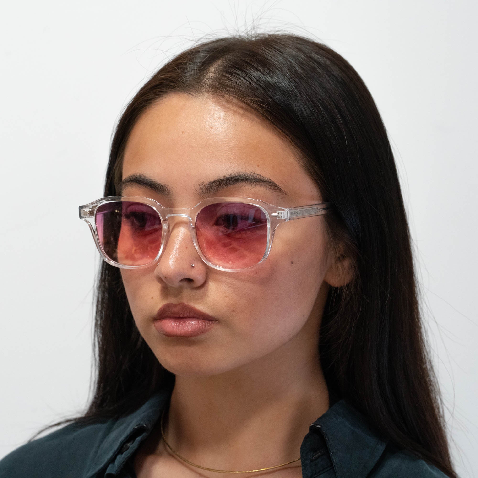 Lunettes de soleil Arthur transparente verres carrés dégradés roses foncés mixte