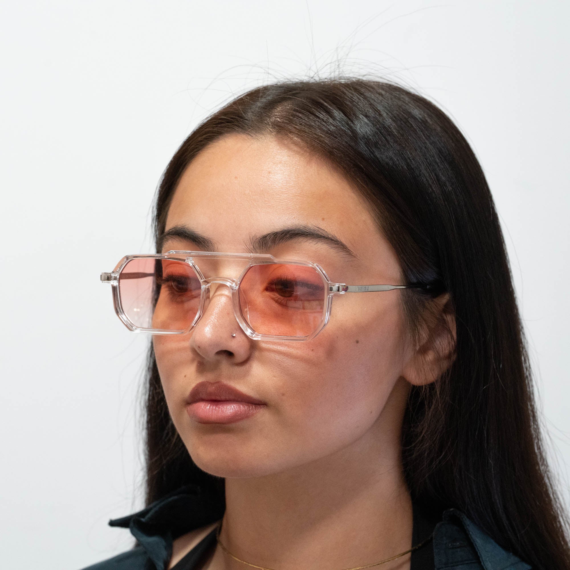Lunettes de soleil Mia transparente verres rectangles oranges mixte