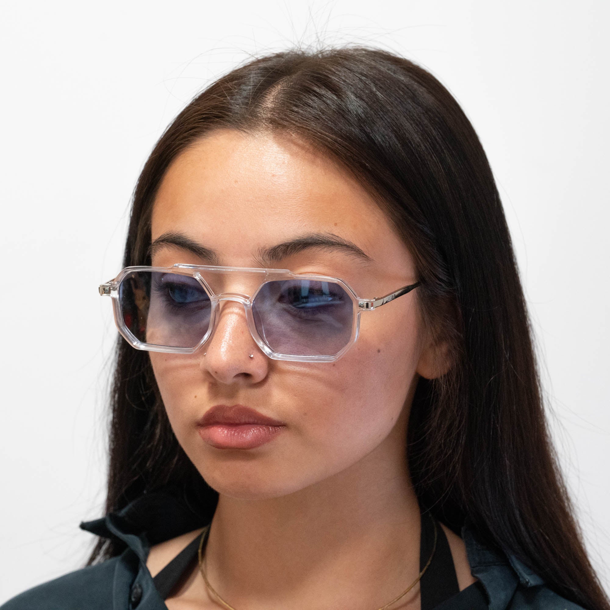 Lunettes de soleil Mia transparente verres rectangles dégradés bleus mixte