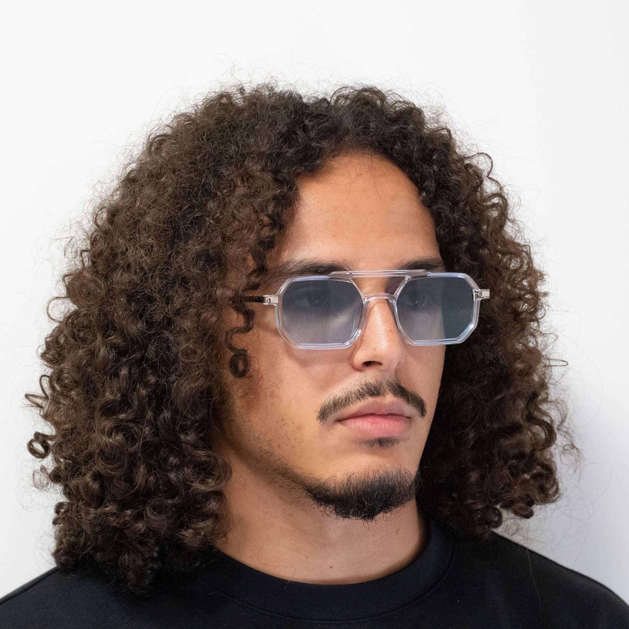 Lunettes de soleil Mia transparente verres rectangles dégradés bleus foncés mixte