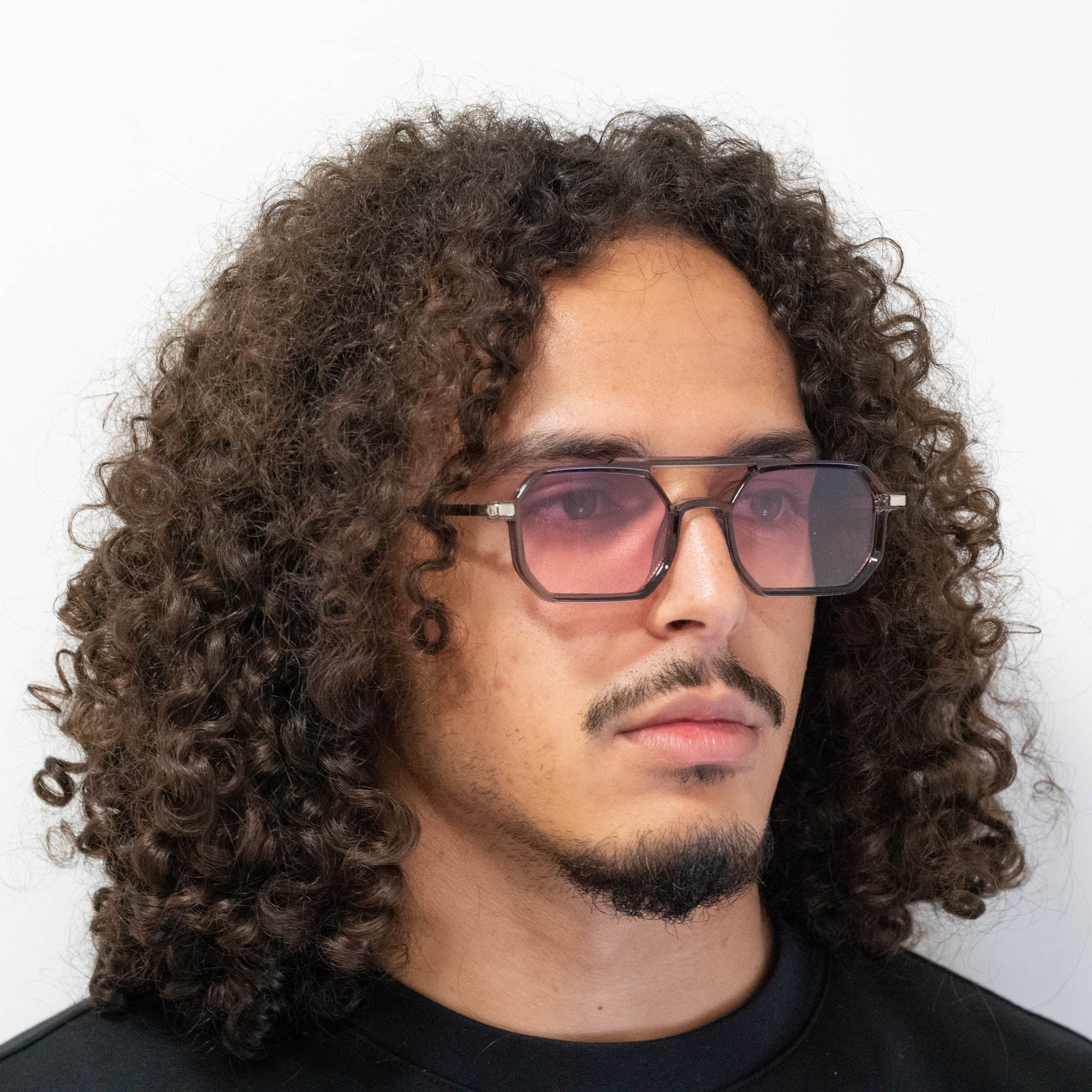 Lunettes de soleil Mia transparente noir verres rectangles roses mixte