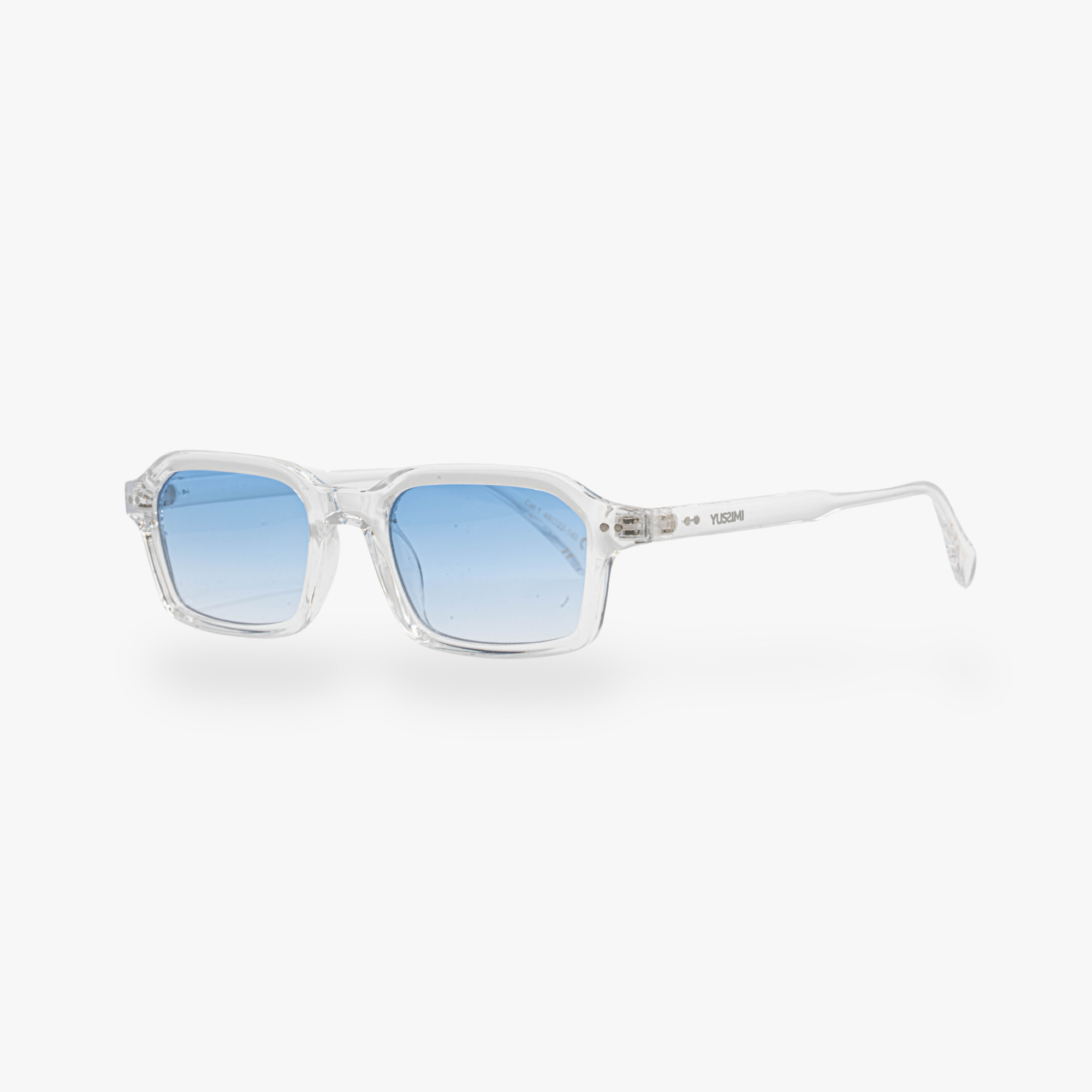 Lunettes de soleil Roy transparente verres rectangles bleus mixte