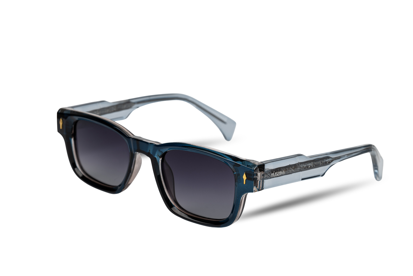 Charles Blue Rectangular Acetate Polarized Sunglasses for Men