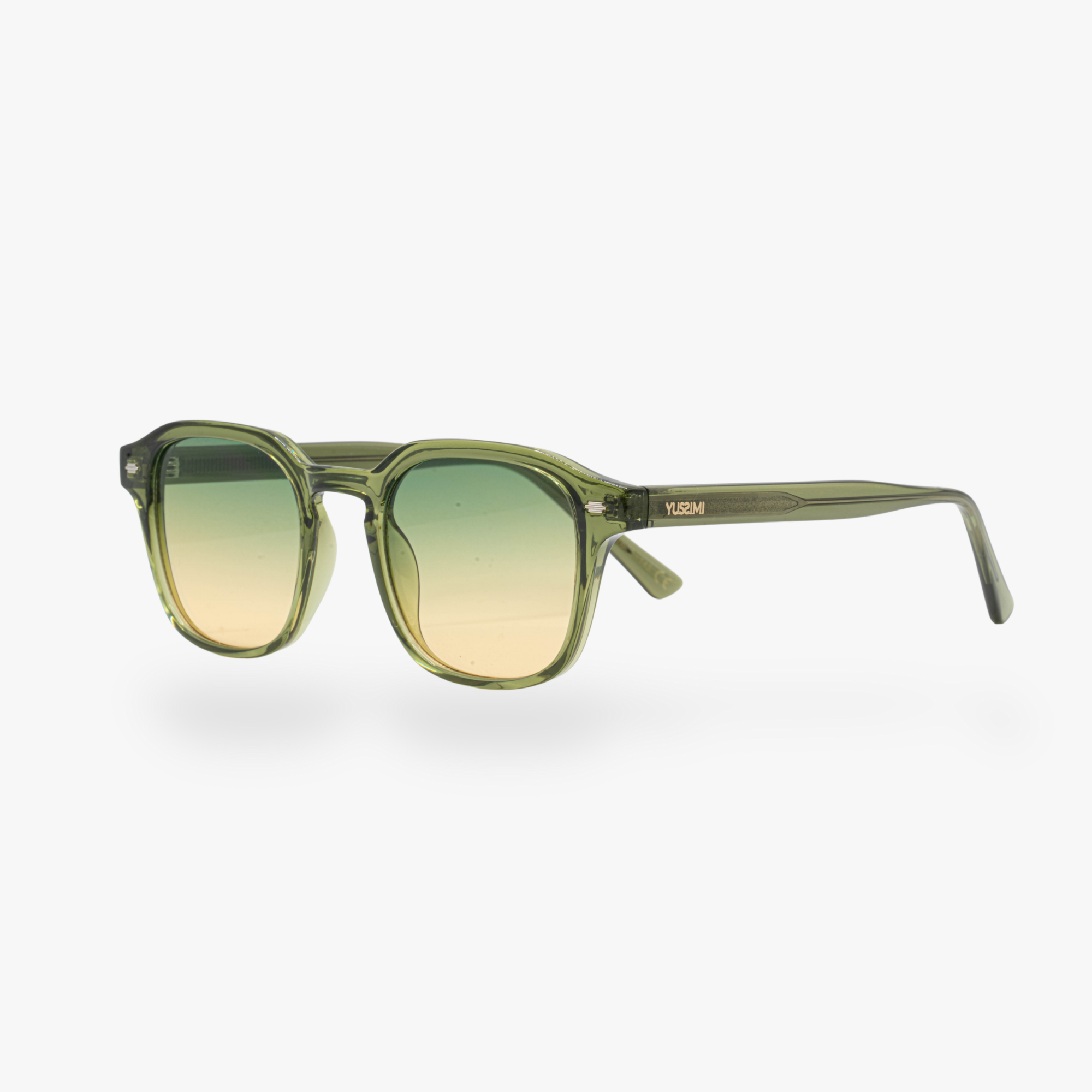 Lunettes de soleil Arthur transparente verte verres carrés dégradés verts foncés mixte