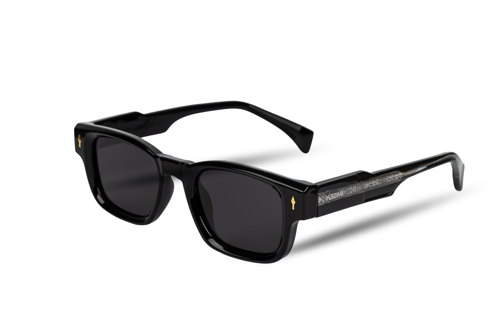 Lunettes de Soleil Charles Noir Rectangulaire Acétate Polarisées Homme