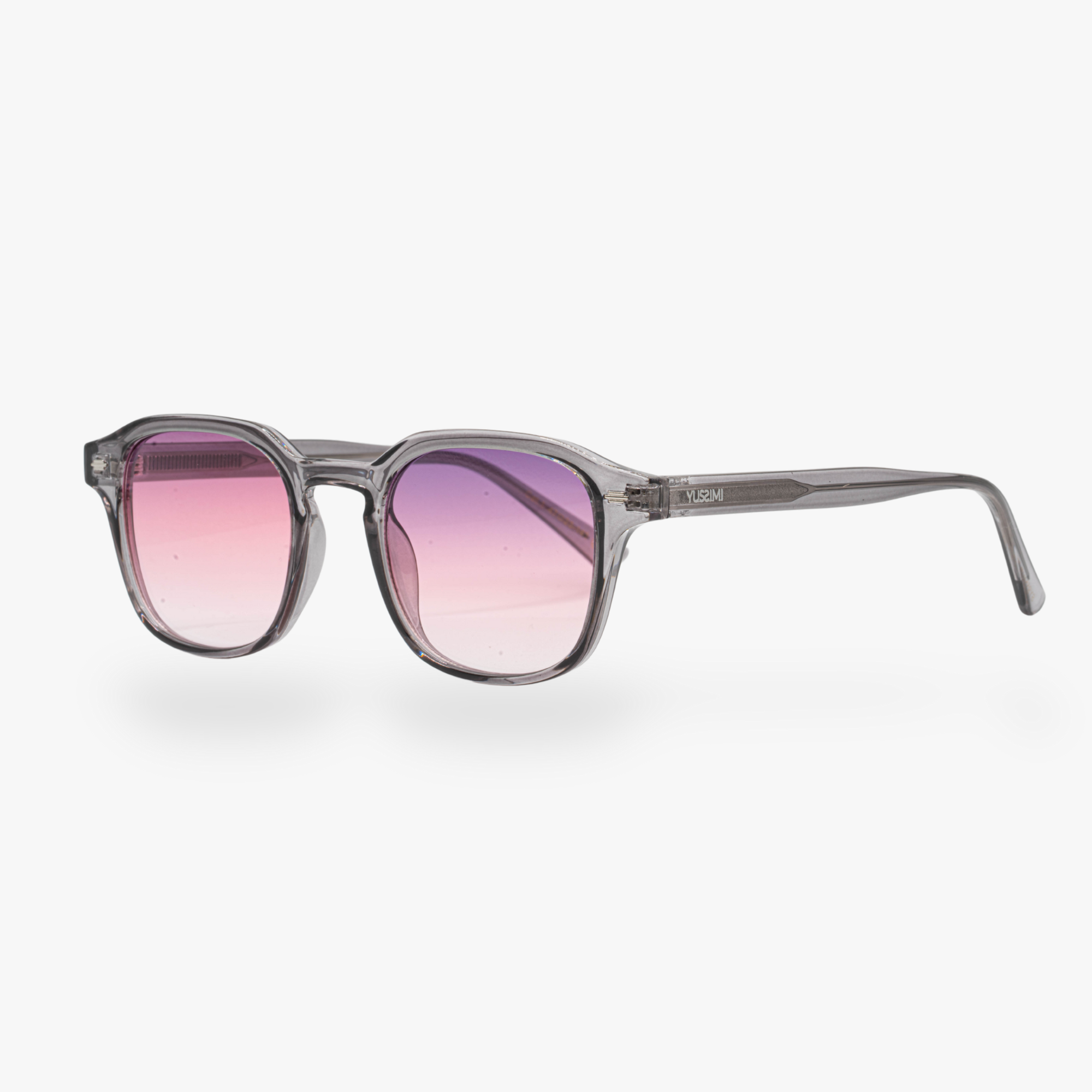 Lunettes de soleil Arthur transparente noir verres carrés dégradés roses foncés mixte