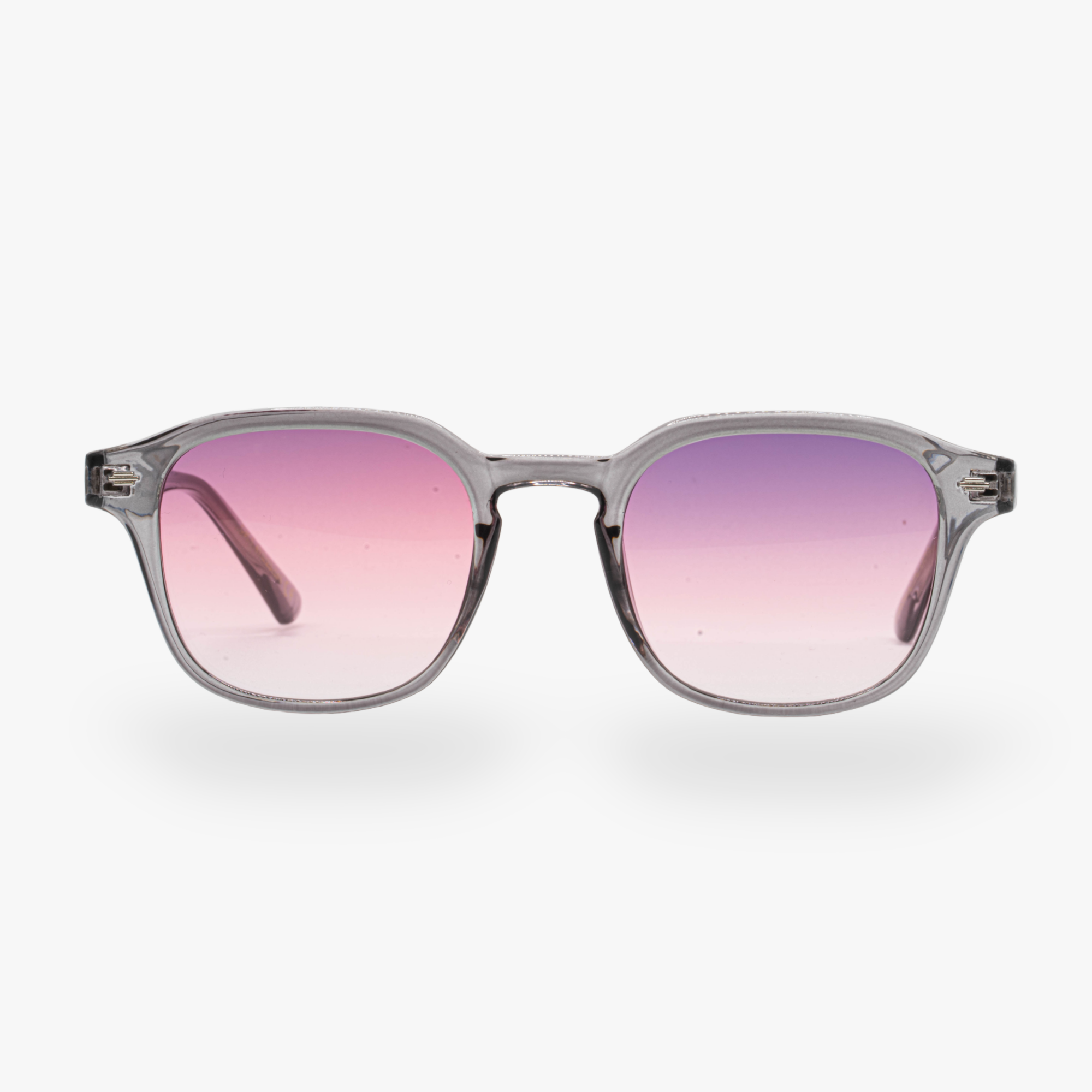 Lunettes de soleil Arthur transparente noir verres carrés dégradés roses foncés mixte