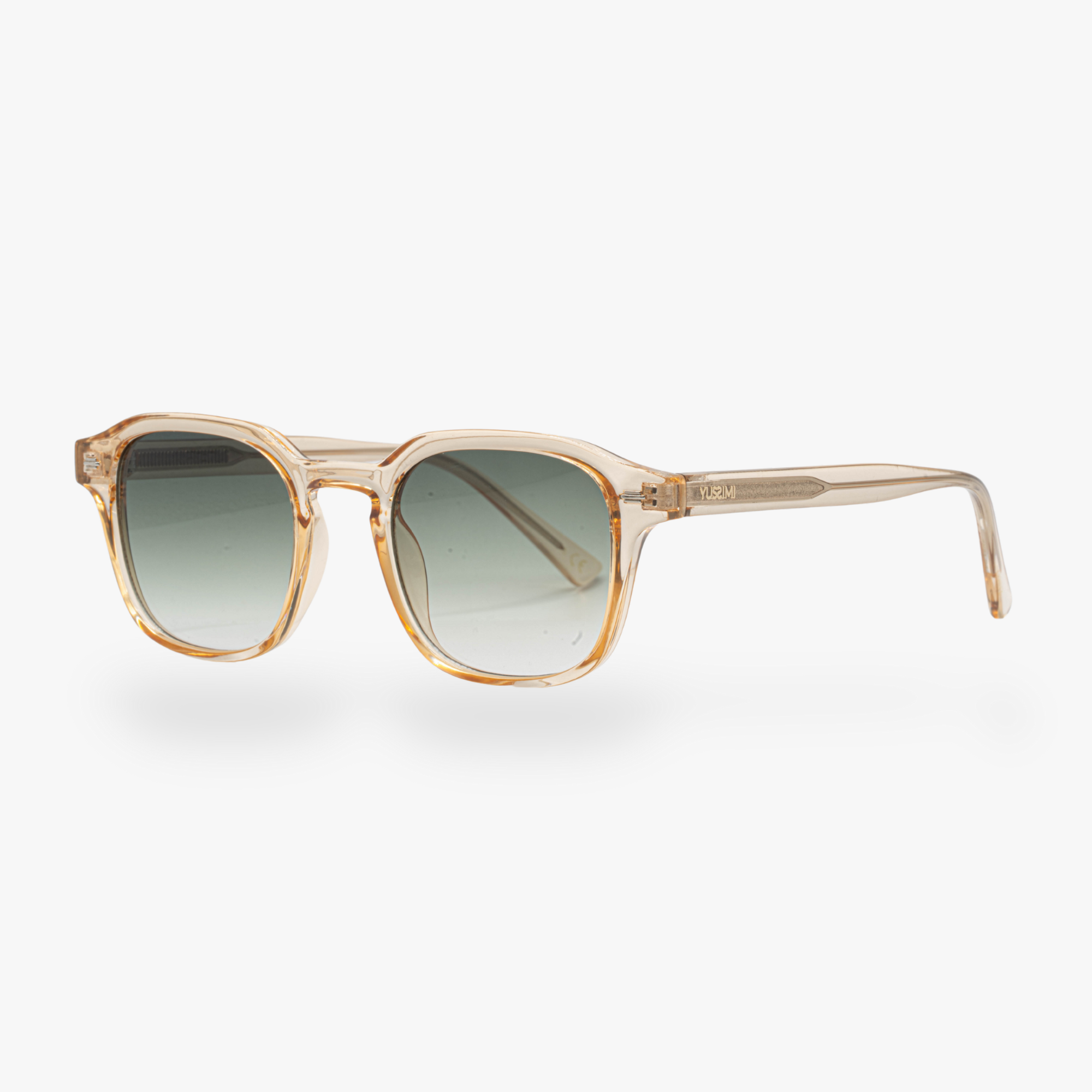 Lunettes de soleil Arthur transparente dorée verres carrés dégradés verts foncés mixte