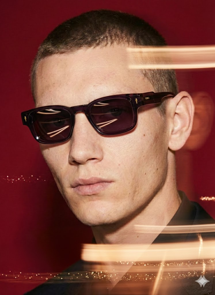 Lunettes de Soleil Charles Violet Rectangulaire Acétate Polarisées Homme