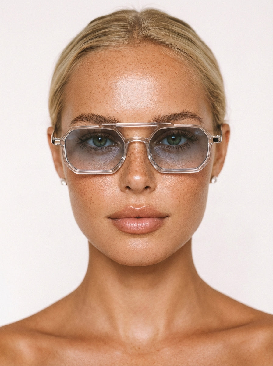 Mia transparent blue gradient lenses