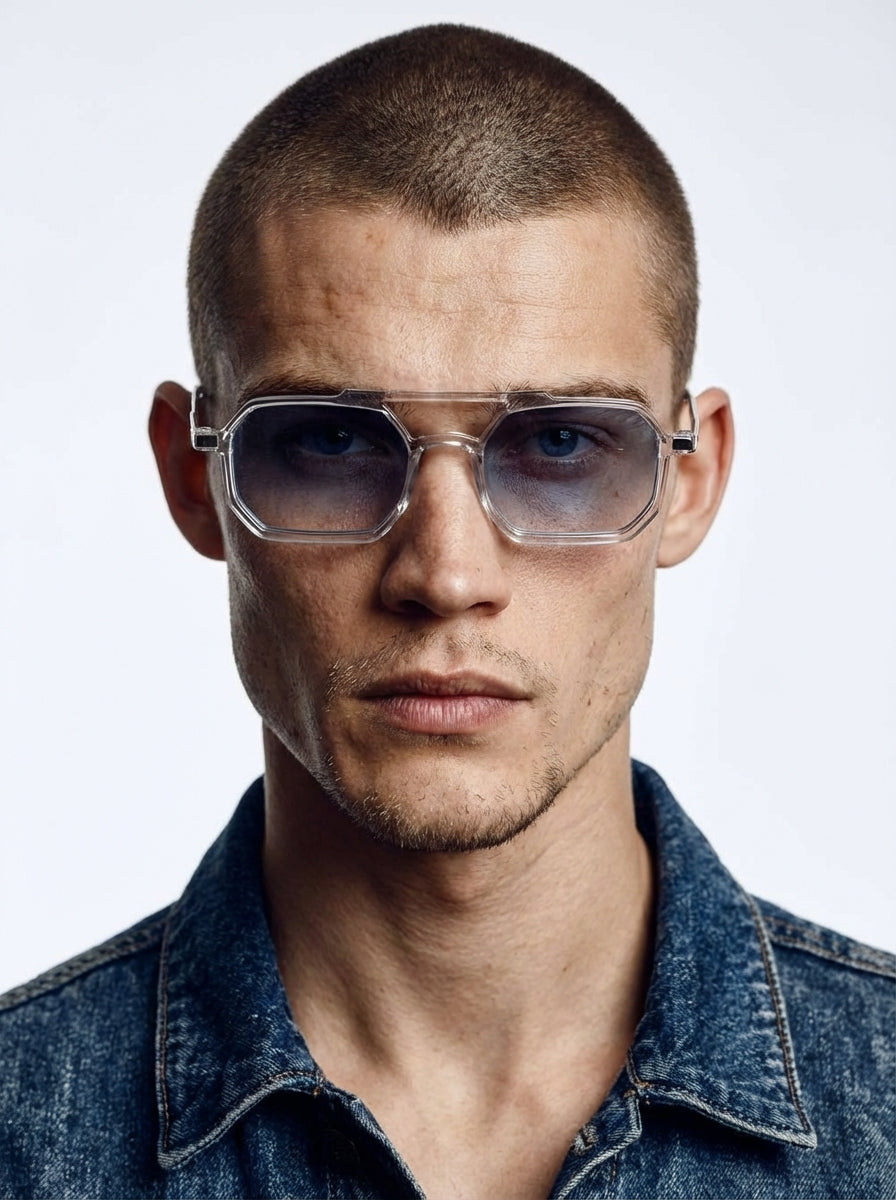 Mia transparent dark blue gradient lenses