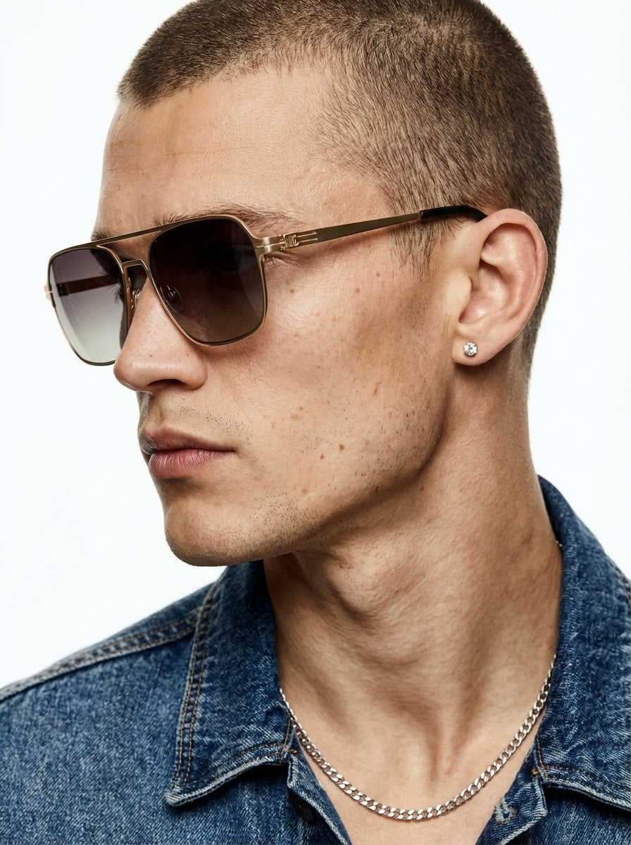 Lunettes de Soleil James Gold  Acier Homme Premium-thumbmail-4
