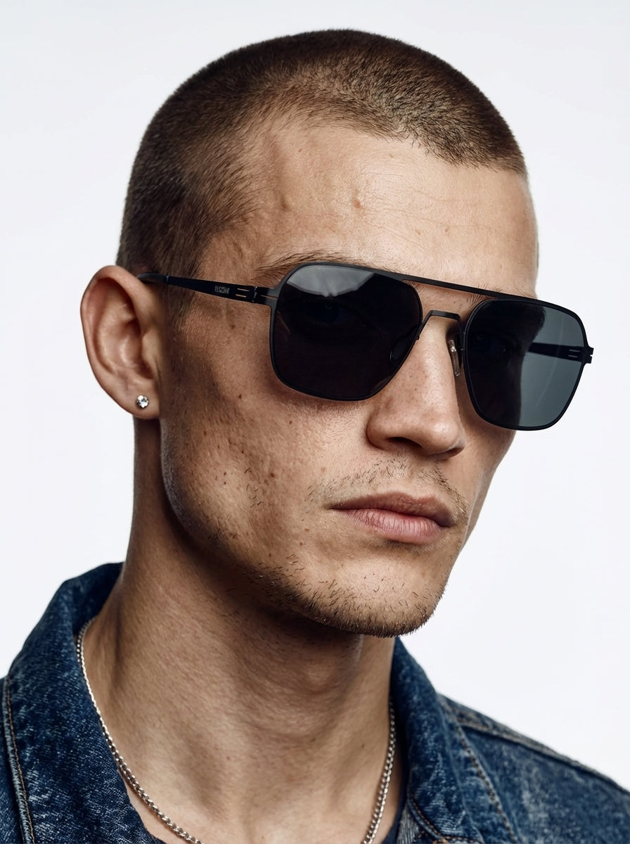 Lunettes de Soleil James Noir  Acier Homme Premium