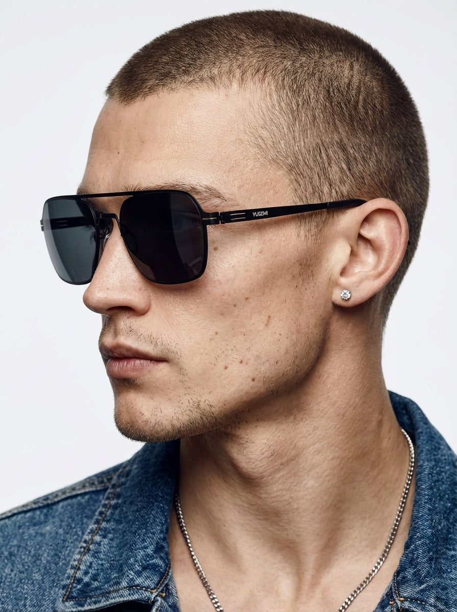 Lunettes de Soleil James Noir  Acier Homme Premium-thumbmail-4